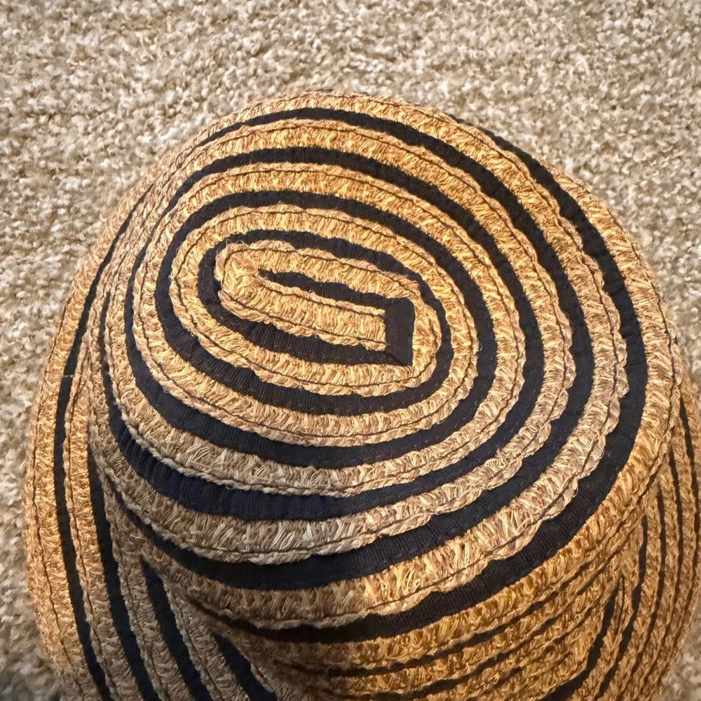 Eric Javits Squishee bucket hat black and tan striped packable resort UPF 50+ - Picture 3 of 6